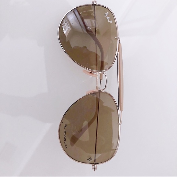 RAY-BAN AVIATOR gold metal sunglasses & light pink main image 4